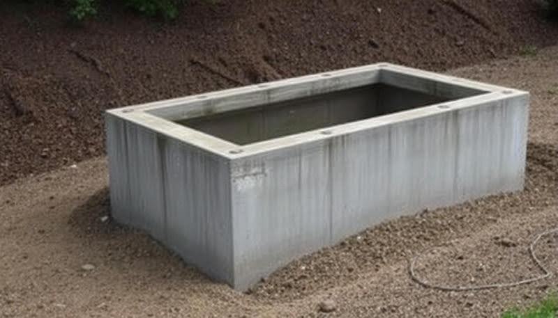 retenční nádrž z betonu plná dešťové vody