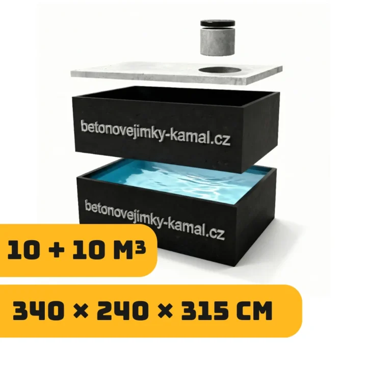 Jednokomorové nádrže 10m³ - skládané na sebe 5m³+5m³