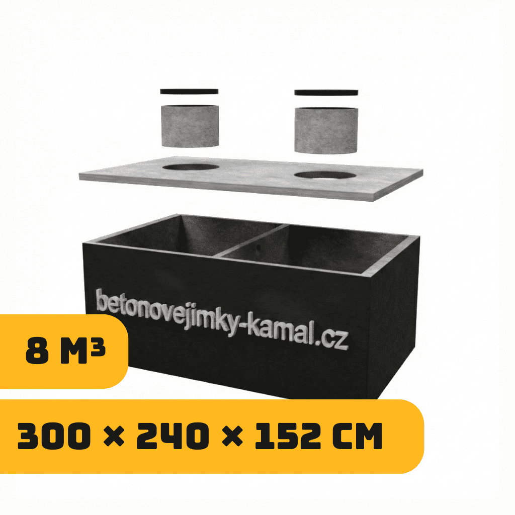 Dvoukomorova jímka 8m³ (300×240×152cm)