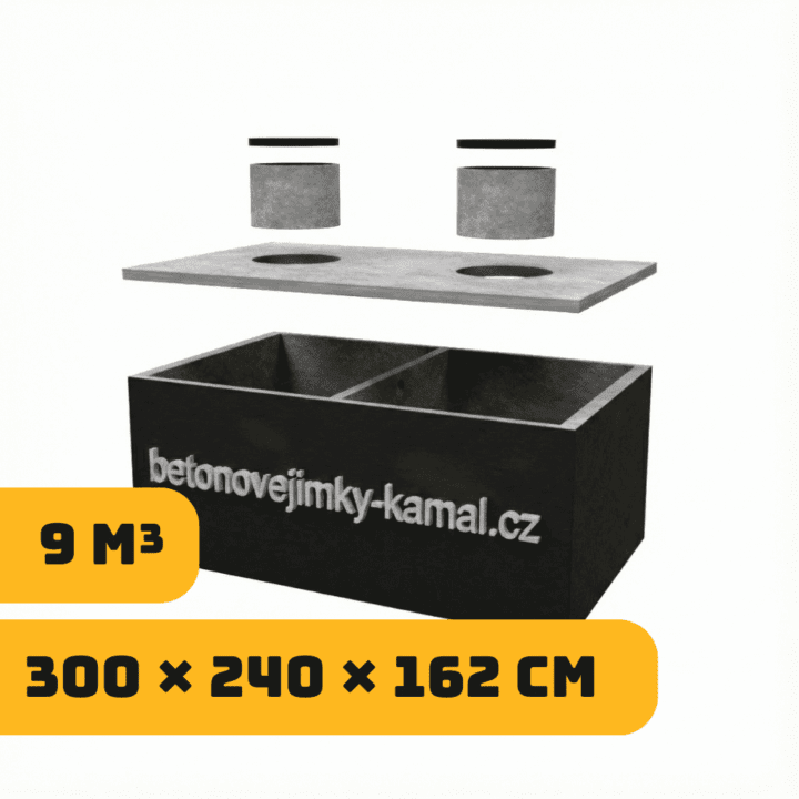 Dvoukomorova jímka 9m³ (300×240×162cm)