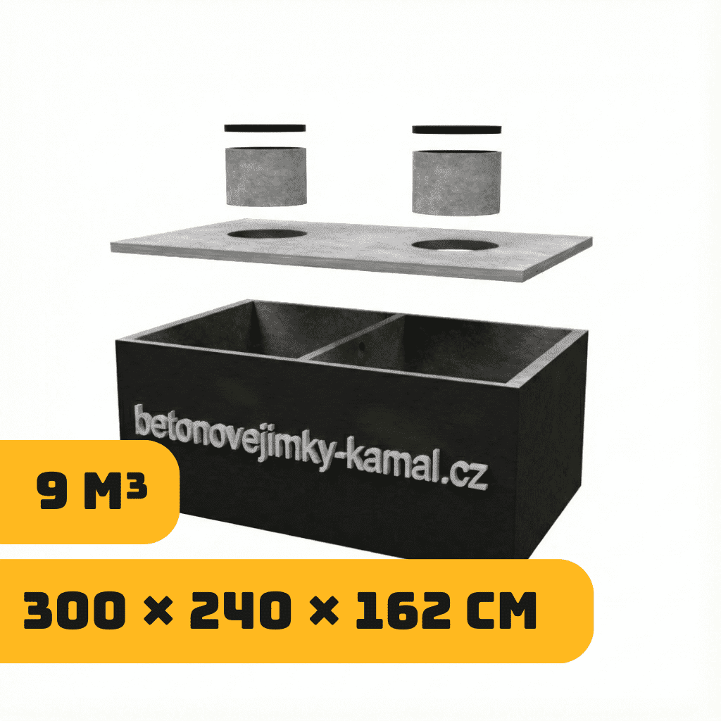 Dvoukomorova jímka 9m³ (300×240×162cm)