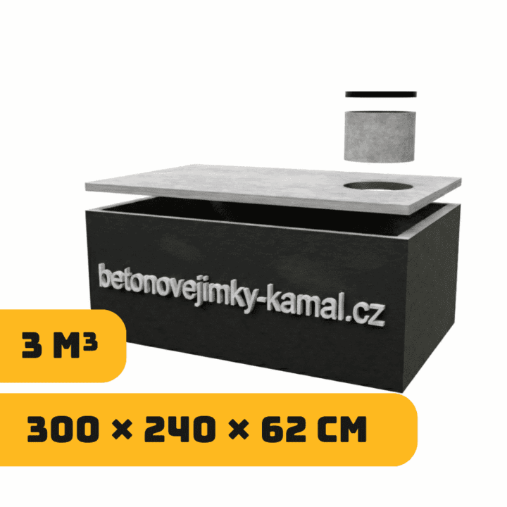 Jednokomorová nádrž 3m³ (300x240x62cm)