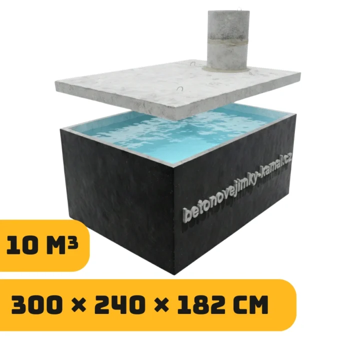 Jednokomorová nádrž 10m³ – vysoká (300x240x182cm)