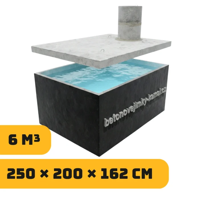 Jednokomorová nádrž 6m³ – vysoká (250x200x162cm)