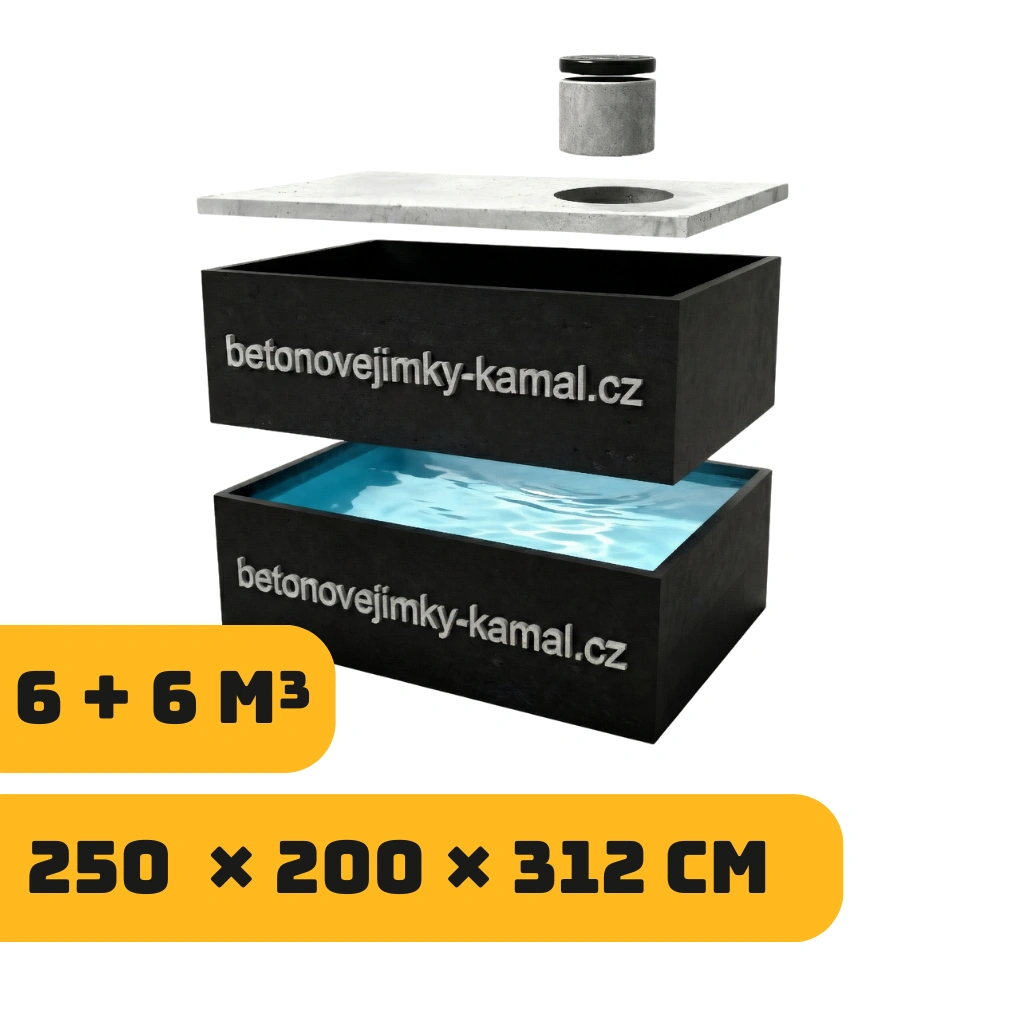 Jednokomorové nádrže 12m³ wysoka- skládané na sebe 6m³+6m³