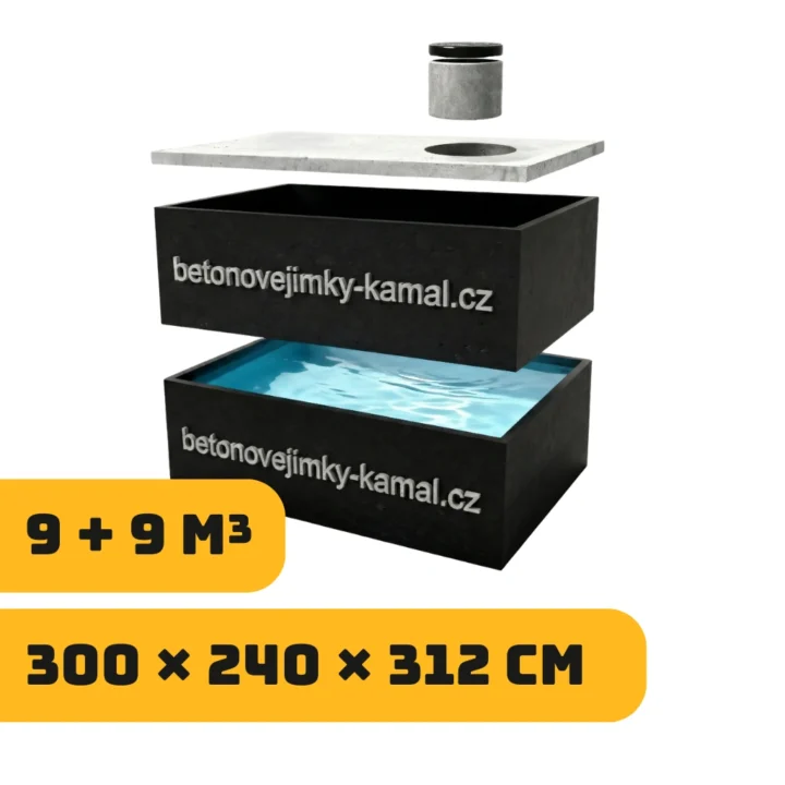 Jednokomorové nádrže 18m³ - skládané na sebe 9m³+9m³