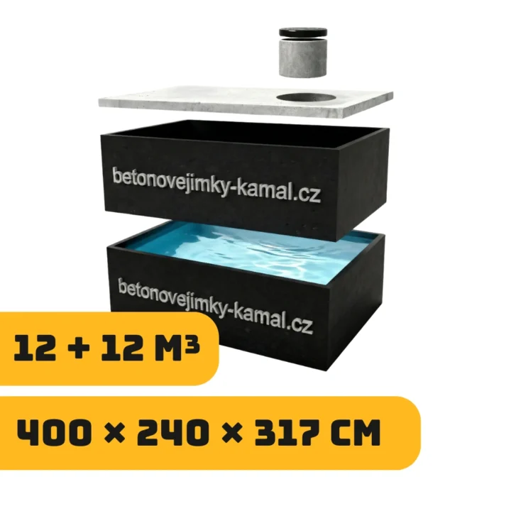 Jednokomorové nádrže 24m³ - skládané na sebe 12m³ + 12m³