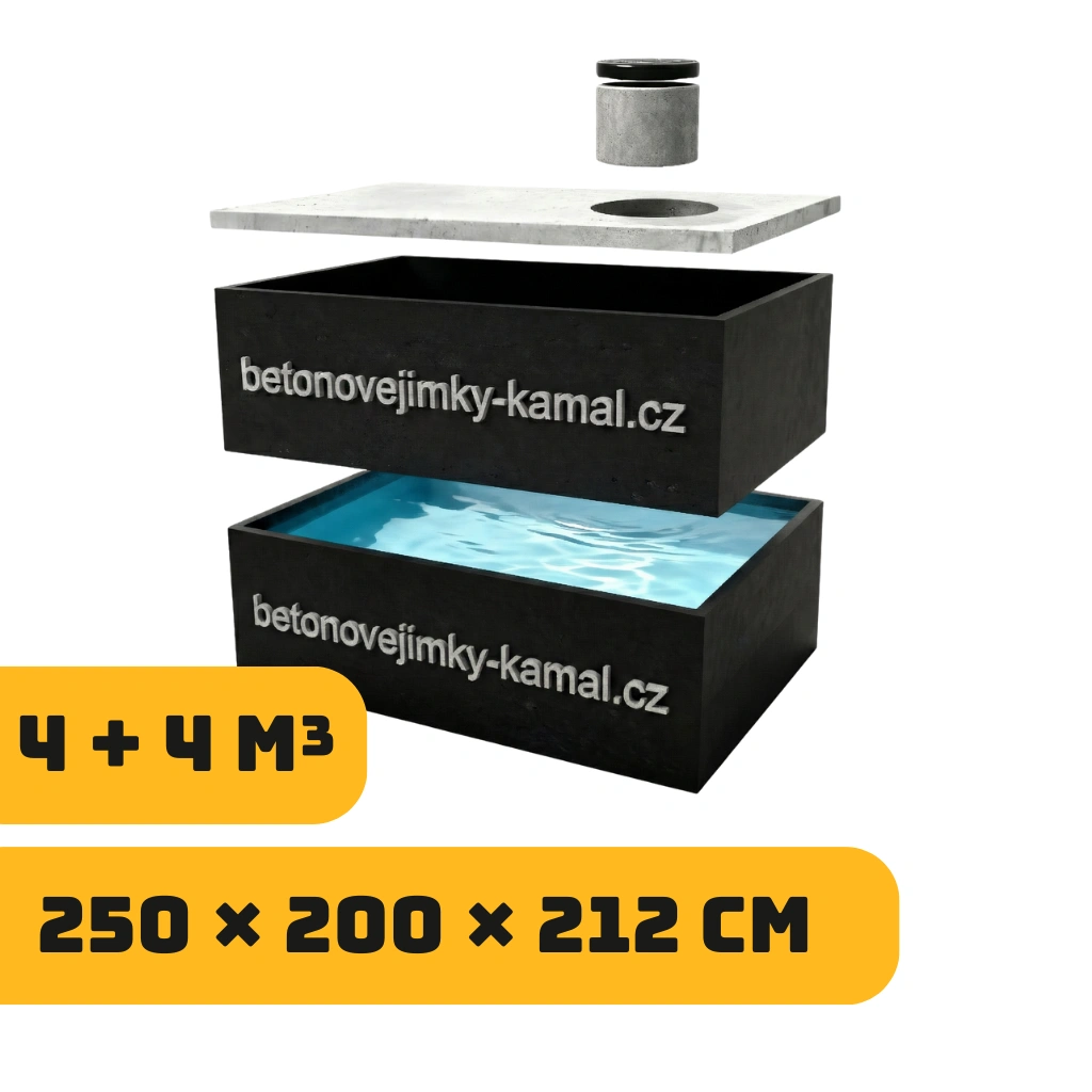 Jednokomorové nádrže 8m³ - skládané na sebe 4m³ + 4m³