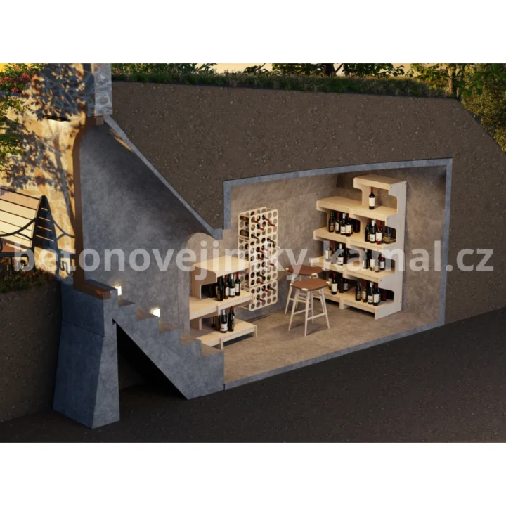 Betonová předsíň šikmá – prefabrikovaný vstup se schody do sklepa - Obrázek 3