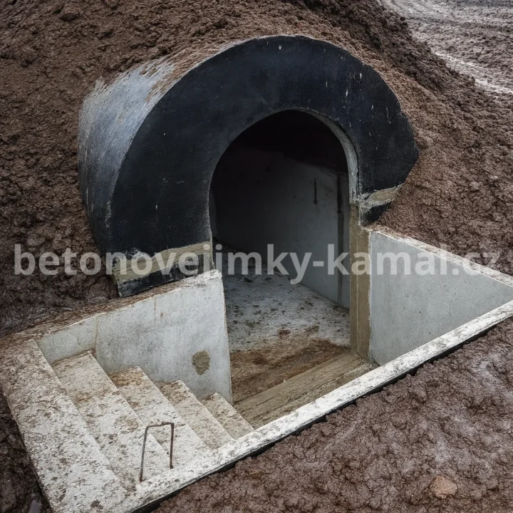 Betonovy sklep s půlkulatou kopulí bez předsíňky se vstupem z čelní strany - (300x240x240cm) - Obrázek 7