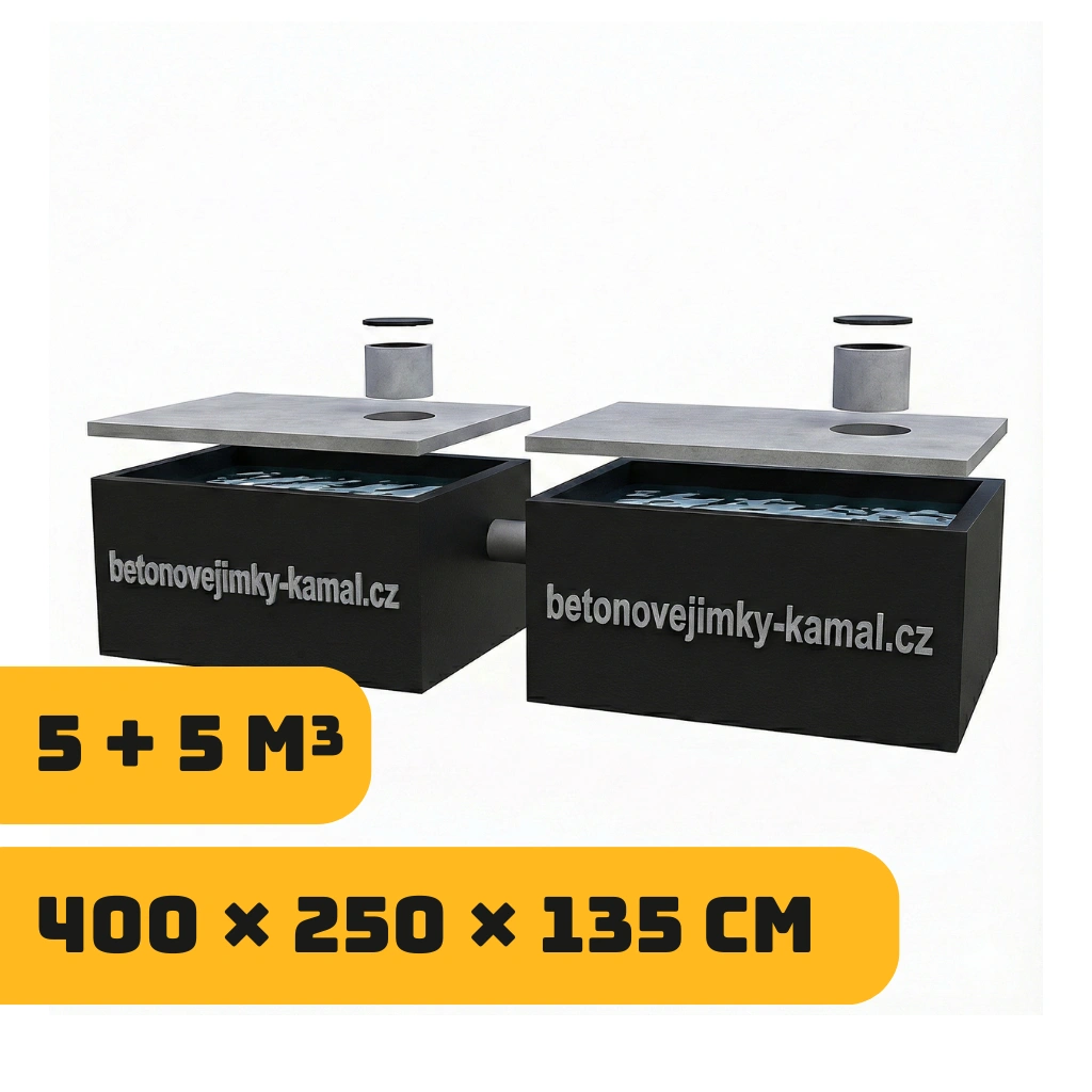 Vícekomorova jímka 8m³ - spojeno vedle sebe 4m³+4m³