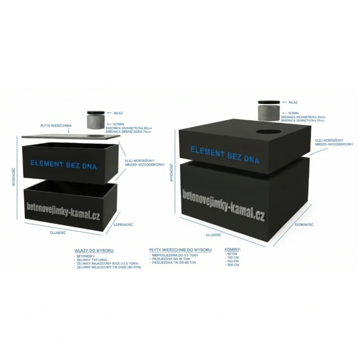 Jednokomorové nádrže 12m³ - skládané na sebe 6m³+6m³ - Obrázek 2