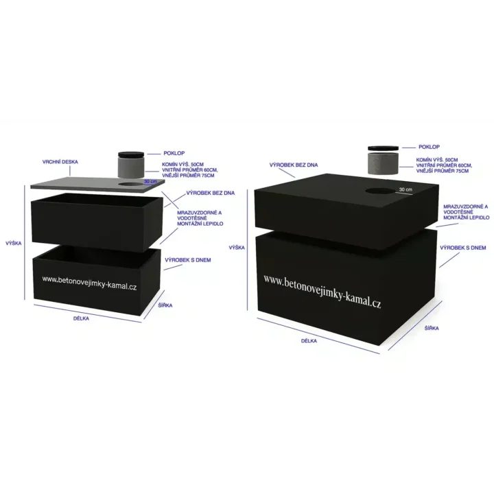 Jednokomorové jimky 28m³ - skládané na sebe 14m³ + 14m³ - Obrázek 2